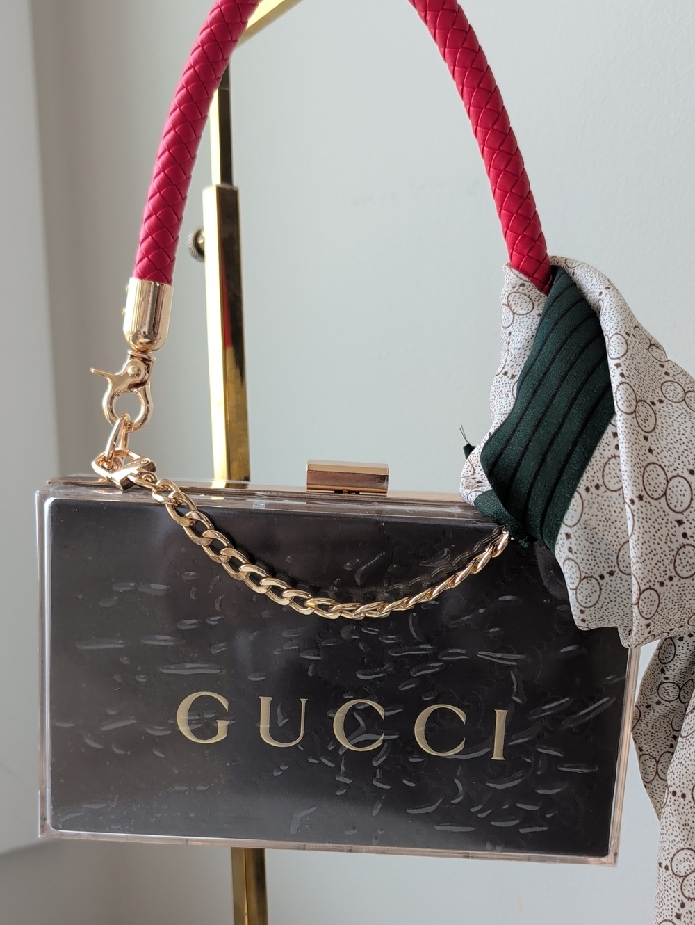 Gucci Black Acrylic Box Clutch with ♥️ Handle